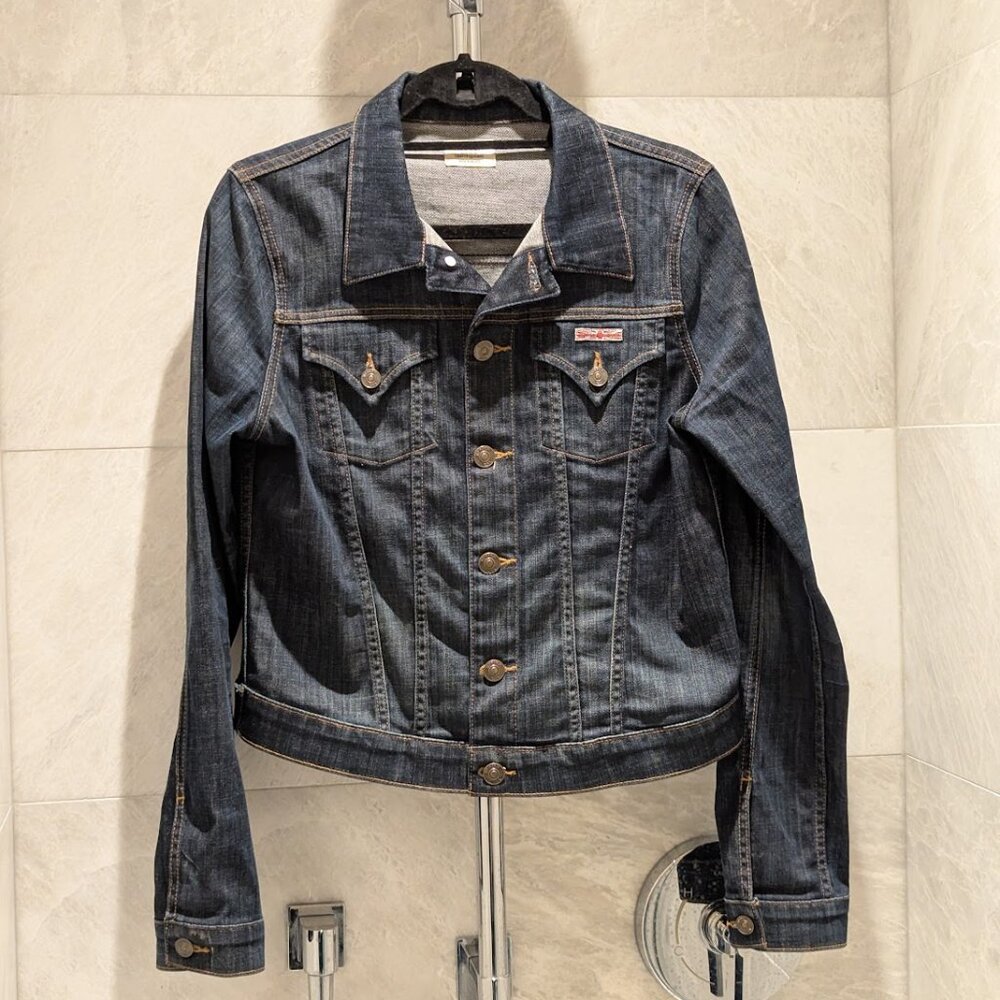 HUDSON Jeans Women's Sz L Signature Blue Denim Jean Jacket for Bloomingdale's